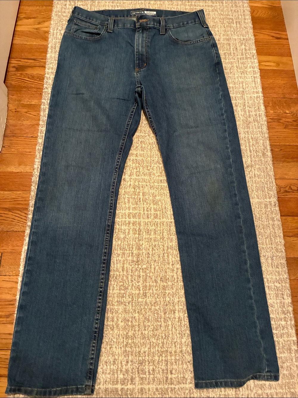 Carhartt Straight-Leg Jeans in Dark Blue Denim